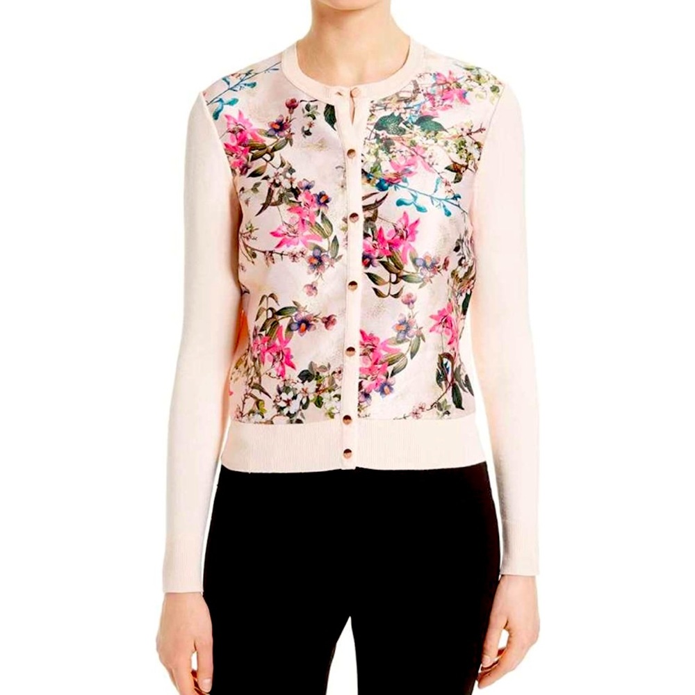 Ted Baker London Karlia Blossom Jacquard Panel Cardigan